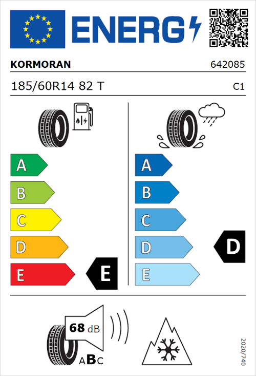 Tyre Label for Kormoran Snow 185/60R14 82T