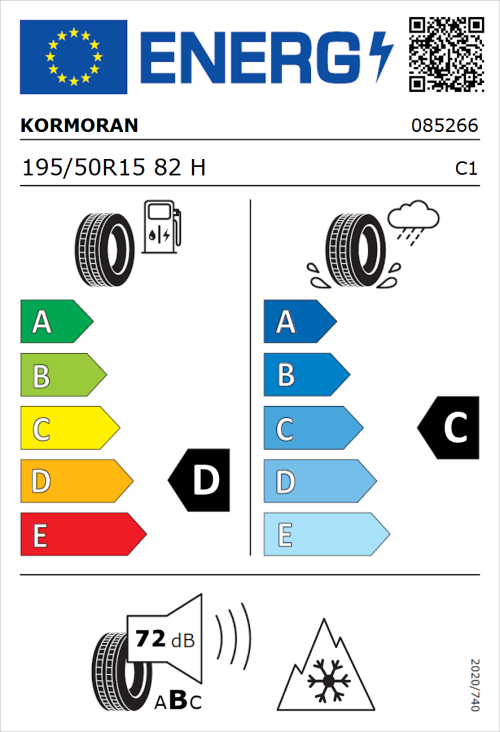 Tyre Label for Kormoran Snow 195/50R15 82H