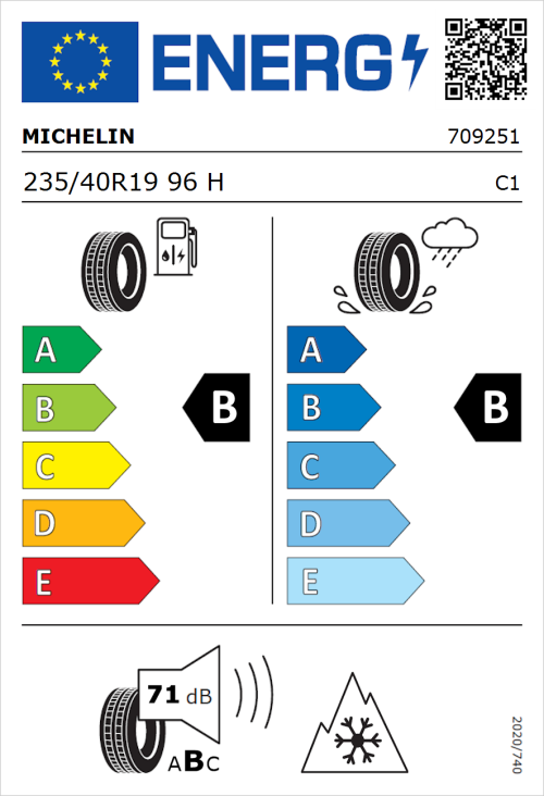 Tyre Label for Michelin CrossClimate 2 235/40R19 96H