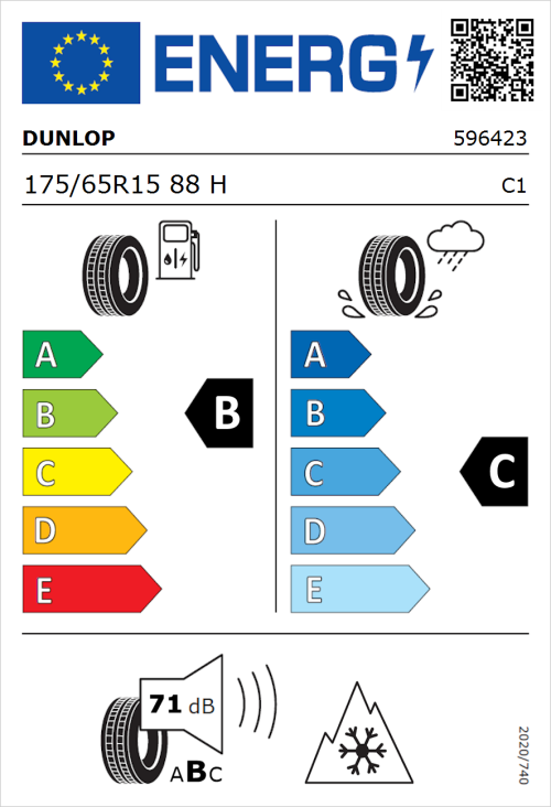 Tyre Label for Dunlop All Season 2 175/65R15 88H